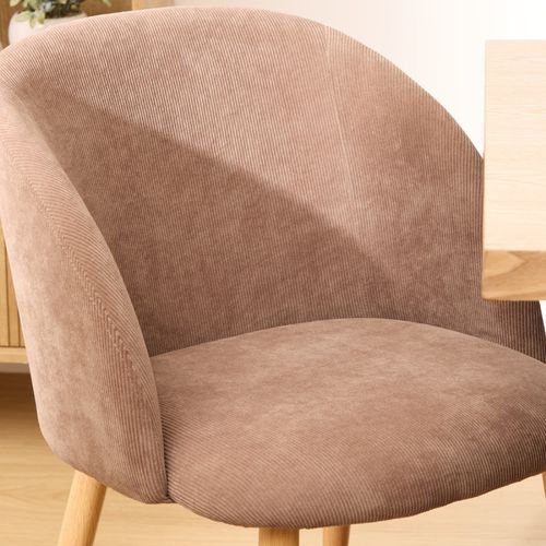 Chaise Fauteuil De Table En Velours Côtelé Taupe Et Pieds En Métal