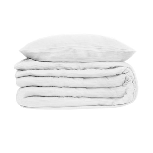 Parure De Lit 2 Personnes En Gaze De Coton Blanc 260 X 240 Cm Housse De Couette Avec 2 Taies