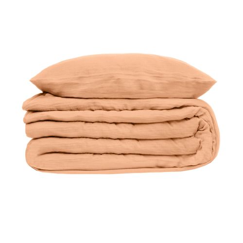 Parure De Lit 2 Personnes En Gaze De Coton Rose  260 X 240 Cm Housse De Couette Avec 2 Taies