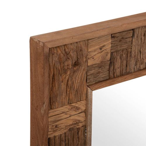 Grand Miroir Mural En Bois D'acacia 70 X 115 Cm
