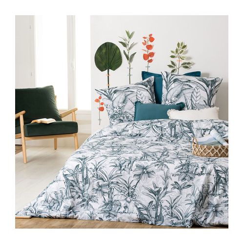 Parure De Lit 2 Personnes 240 X 220 Cm Housse De Couette Avec 2 Taies En Coton Imprimé Jouy