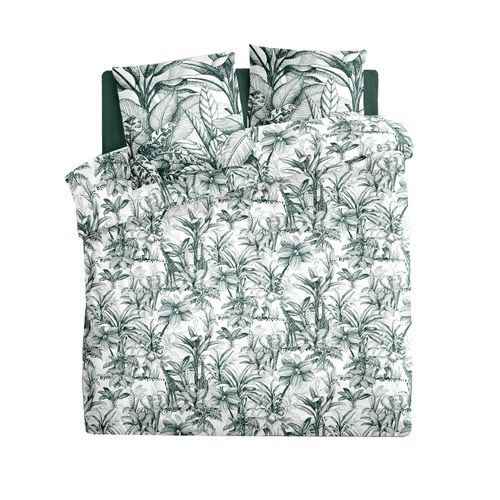 Parure De Lit 2 Personnes 240 X 220 Cm Housse De Couette Avec 2 Taies En Coton Imprimé Jouy