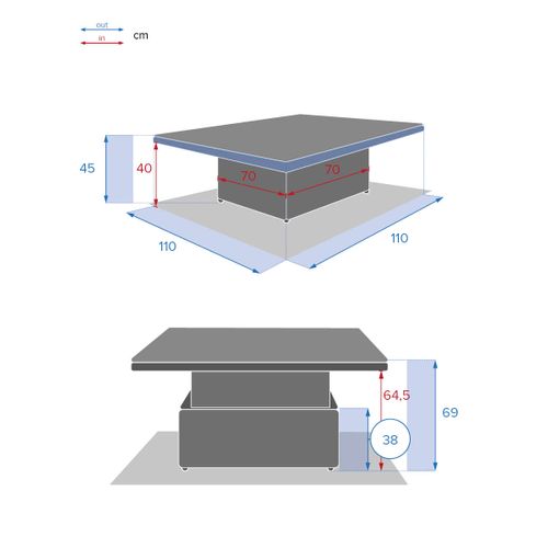 Table Relevable Rectangulaire Moorea Savana Hespéride