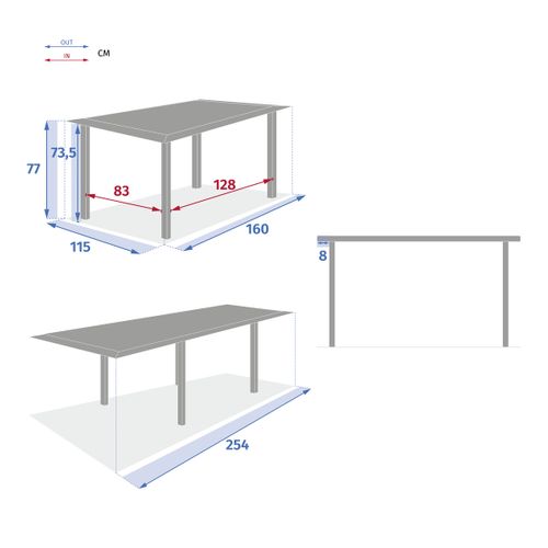 Table De Jardin Extensible Allure Gris et Blanc