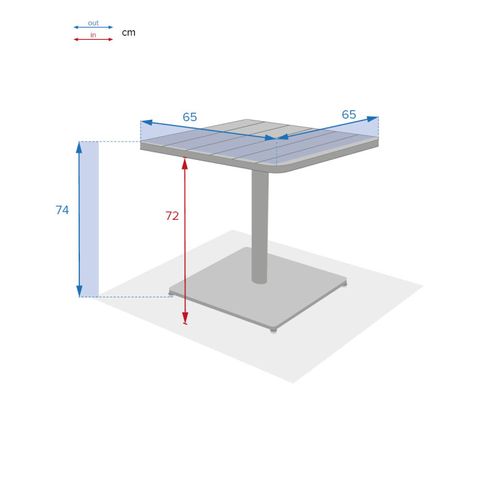 Table Carrée Extérieure 2 Places Phuket Graphite Hespéride