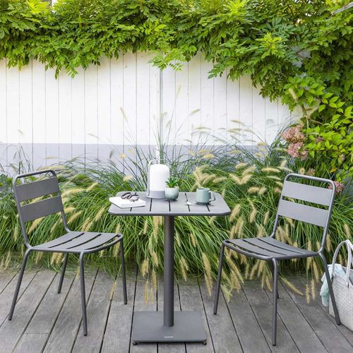 Table Carrée Extérieure 2 Places Phuket Graphite Hespéride