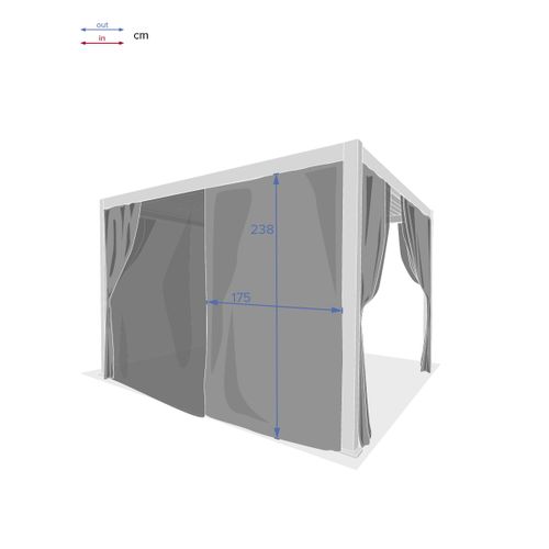 Kit De Rideaux Et Moustiquaire Pour Pergola Evora (4 Doubles Rails, 4 Rideaux Et 4 Moustiquaires)