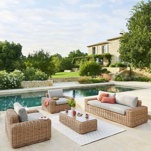 Table Basse Extérieure Rectangulaire Savinia Coloris Tahini Hespéride