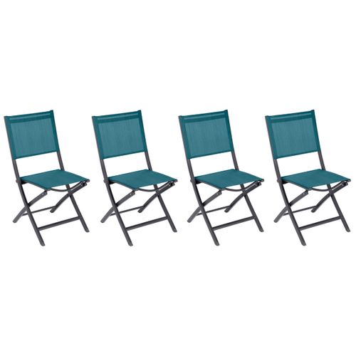 Lot De 4 Chaises De Jardin Pliantes Essentia Bleu Canard et Graphite
