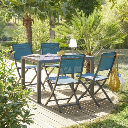 Lot De 4 Chaises De Jardin Pliantes Essentia Bleu Canard et Graphite