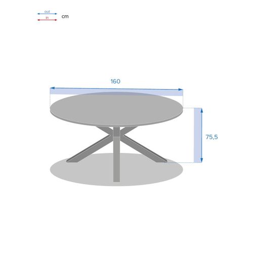 Table Extérieure Ronde 8 Personnes Graphite Oriengo Hespéride