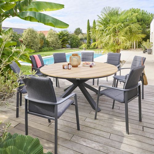 Table Extérieure Ronde 8 Personnes Graphite Oriengo Hespéride
