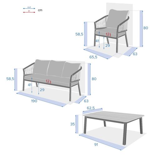 Salon De Jardin Oriengo 5 Places Taupe/blanc Hespéride