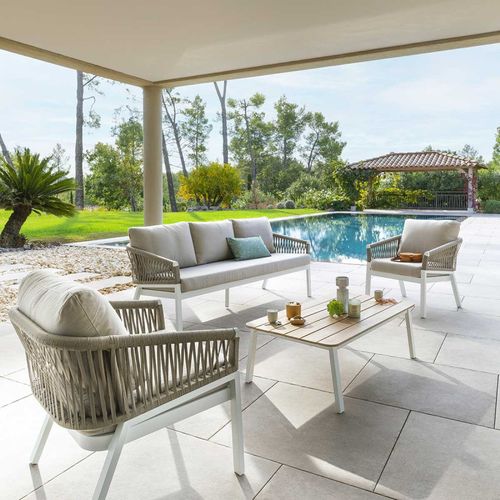 Salon De Jardin Oriengo 5 Places Taupe/blanc Hespéride