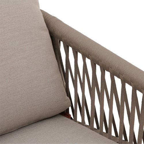 Fauteuil De Salon De Jardin "oriengo" Taupe et Blanc En Aluminium Traité Époxy