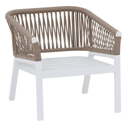 Fauteuil De Salon De Jardin "oriengo" Taupe et Blanc En Aluminium Traité Époxy