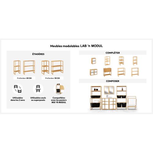 Etagère 2 Niveaux Bambou 35x20 Lab'n Modul 5five