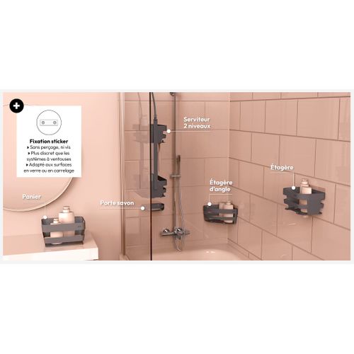 Porte-savon à Ventouses Gris Bath'n Store