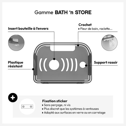 Étagère De Douche Avec Fixation Adhésif Invisible