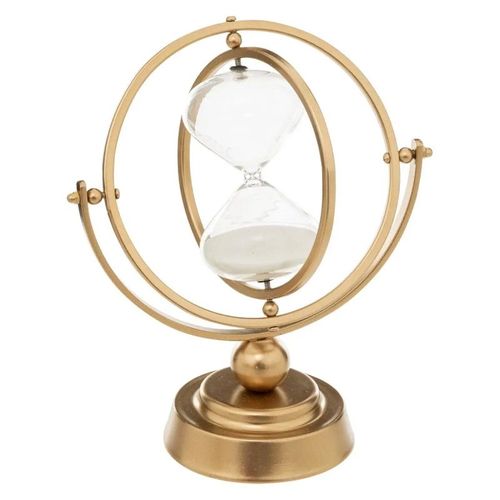 Sablier Déco "bota" - Métal Et Verre - Doré - H23 Cm