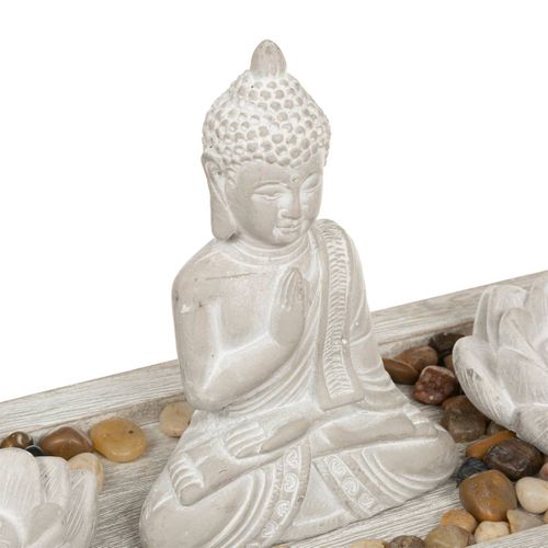 Jardin Zen Bouddha Sur Un Plateau Avec 2 Photophores Et Déco