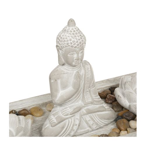 Jardin Zen Bouddha Sur Un Plateau Avec 2 Photophores Et Déco