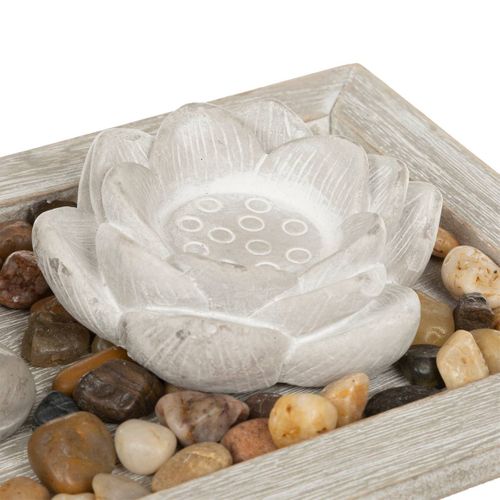 Jardin Zen Bouddha Sur Un Plateau Avec 2 Photophores Et Déco