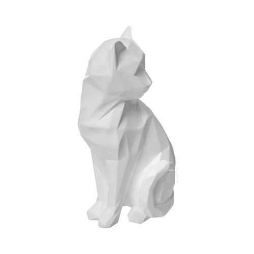 Objet Déco Chat Origami Blanc En Résine H 20.5 Cm