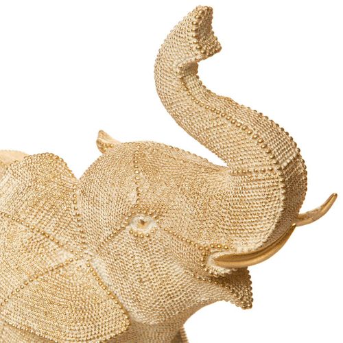 Objet Déco Éléphant En Résine Dorée Motifs En Relief L 38 Cm