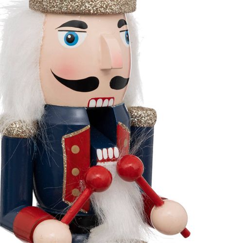 Déco De Noël Casse-noisette Musical Rouge Et Bleu En Bois H 31.5 Cm
