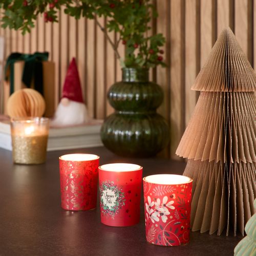 Lot de 3 bougies - Rouge