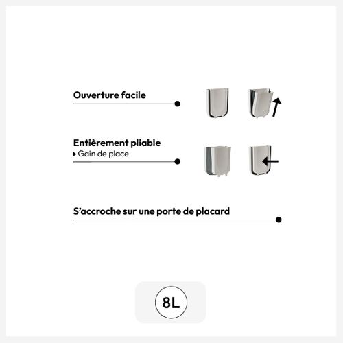 Poubelle Rétractable 8l Noir et Blanc