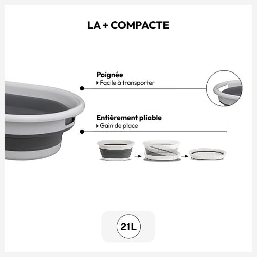 Corbeille à Linge Pliable 21l - Gris Blanc