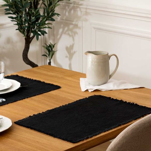 Set De Table à Franges - 45x30 Cm - Noir