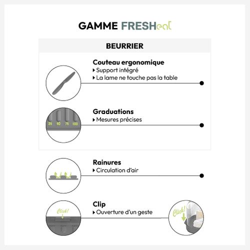 Boîte à Fromage Et Beurrier Gris Fresh Eat