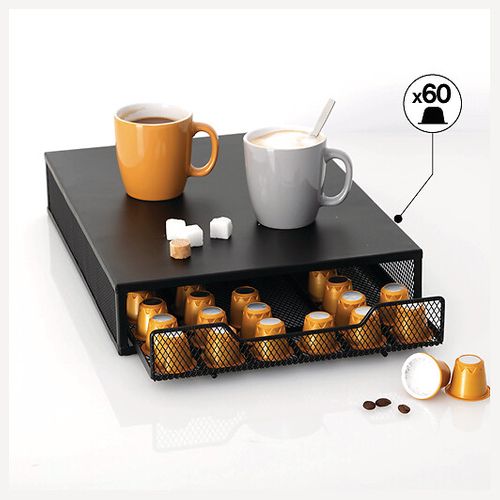 Porte-capsules X60 Avec Tiroir Noir "mayaj"