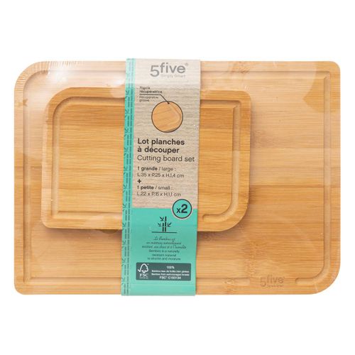 Lot De 2 Planches à Découper Bambou