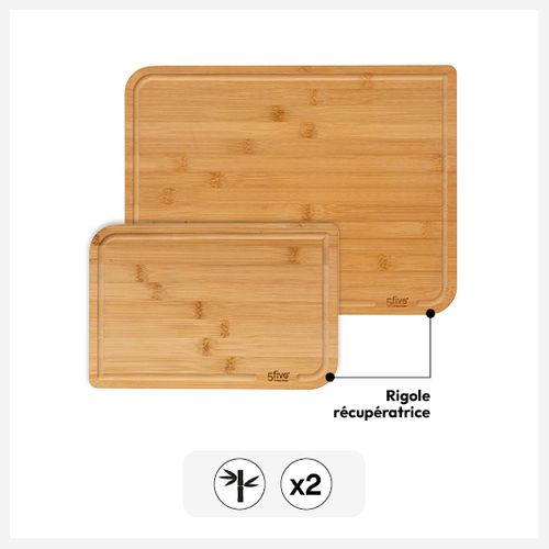 Lot De 2 Planches à Découper Bambou