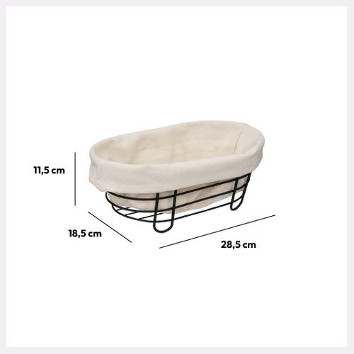 Corbeille En Acier 28 Cm - Beige Noir