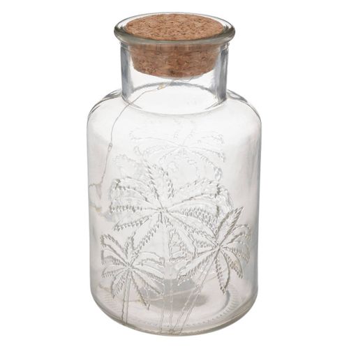 Lampe LED  "box" Palmier Transparent H17cm