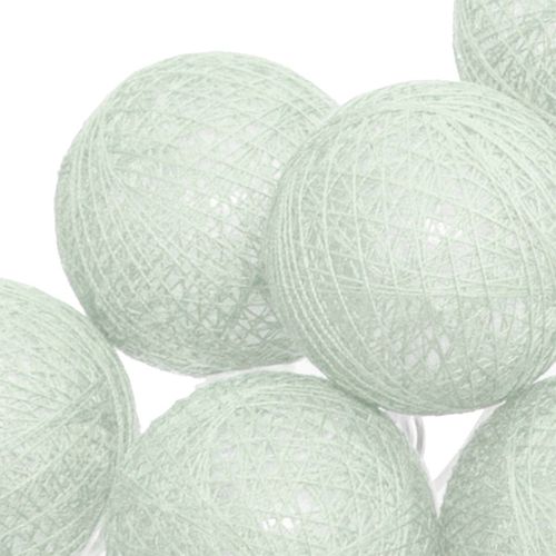 Guirlande Décorative Lumineuse 20 LED Boules En Coton Vert Céladon D 6 X L 435 Cm