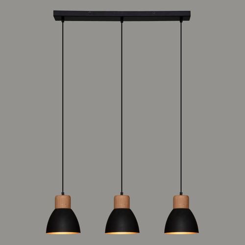 Luminaire Suspension 3 Lampes En Métal Noir H 100 Cm