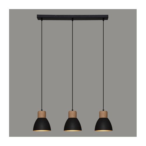 Luminaire Suspension 3 Lampes En Métal Noir H 100 Cm