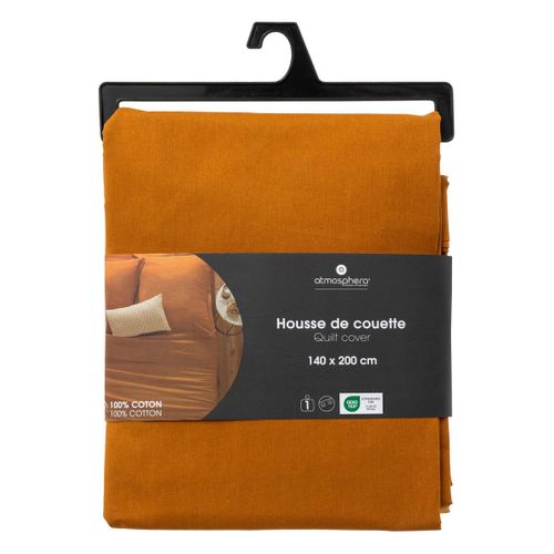 Housse De Couette 1 Personne En Coton  Jaune Cumin 140 X 200 Cm