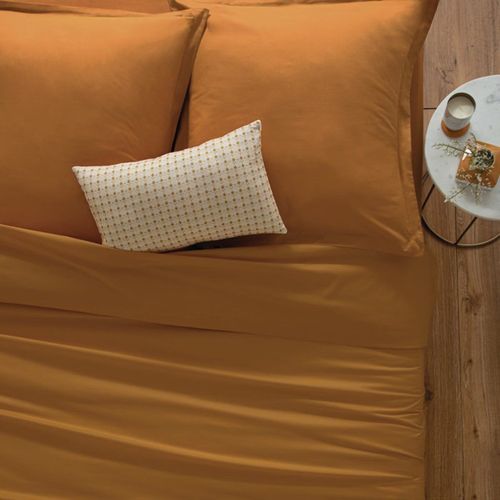 Housse De Couette 1 Personne En Coton  Jaune Cumin 140 X 200 Cm