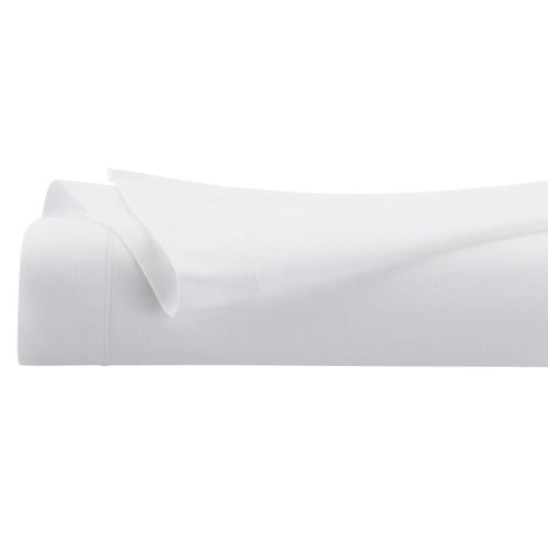 Drap Plat 2 Personnes En Percale De Coton Blanc 240 X 290 Cm