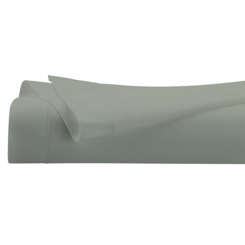 Drap Plat 2 Personnes En Percale De Coton Vert Tilleul 240 X 290 Cm