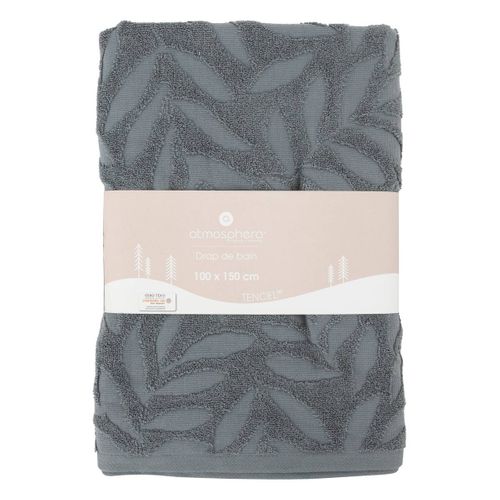 Drap De Bain En Coton Gris Foncé Tissu Jacquard 100 X 150 Cm