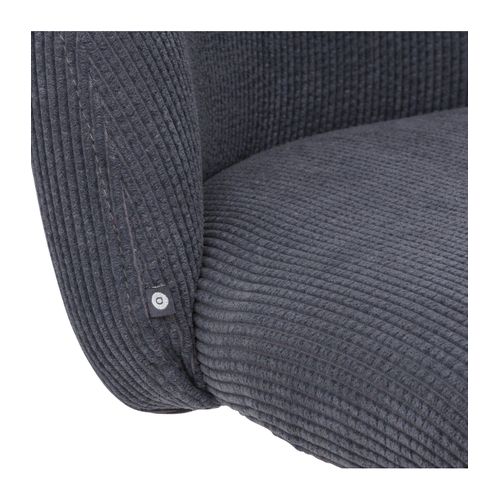 Chaise De Bureau En Velours Côtelé Gris Et Pieds En Métal