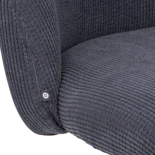 Chaise De Bureau En Velours Côtelé Gris Et Pieds En Métal